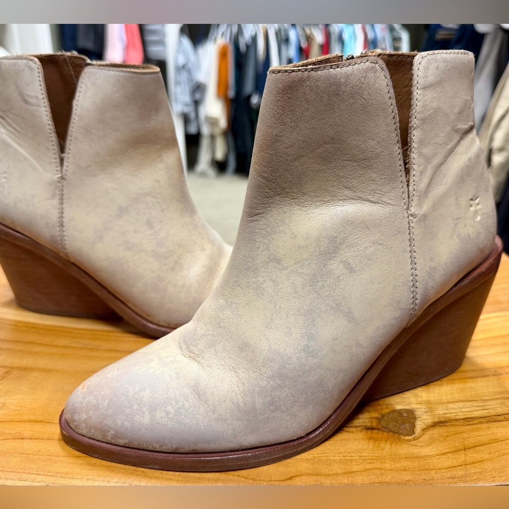 Frye Cream Ankle Booties